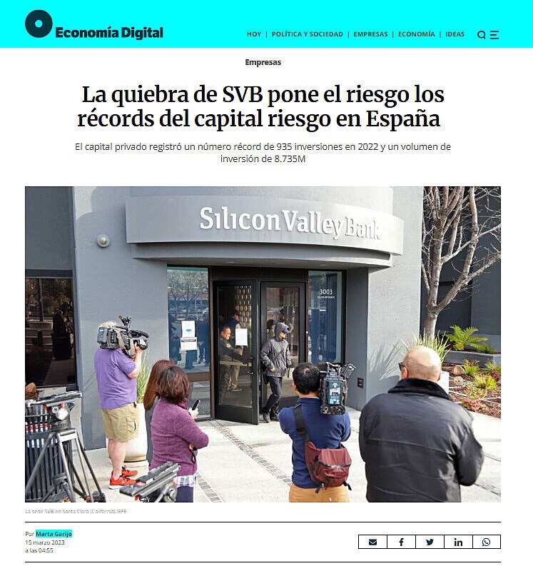 La quiebra de SVB pone el riesgo los récords del capital riesgo en España
